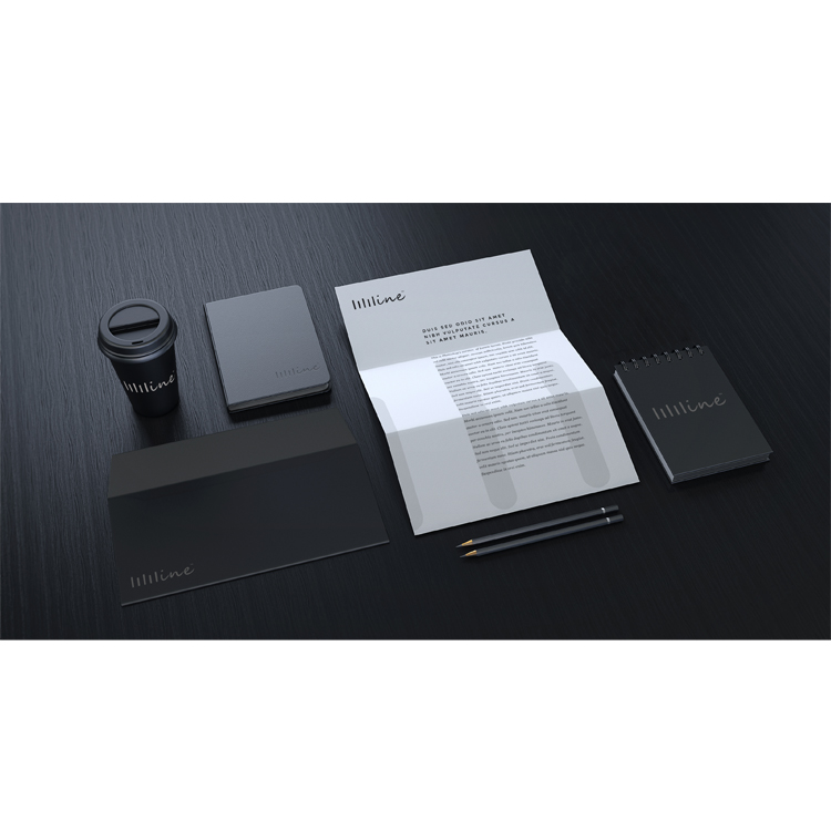 Mockup di oggetto intelligente tazza di carta notebook nero